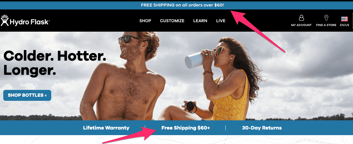 Hydro flask free shipping 60+