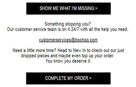 boohoo cart aband email complete ...