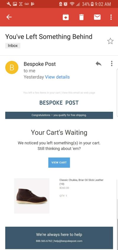 Abandoned Cart Email Template