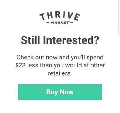 Thrive Market Logo and Copy Abandoned Cart Email Example