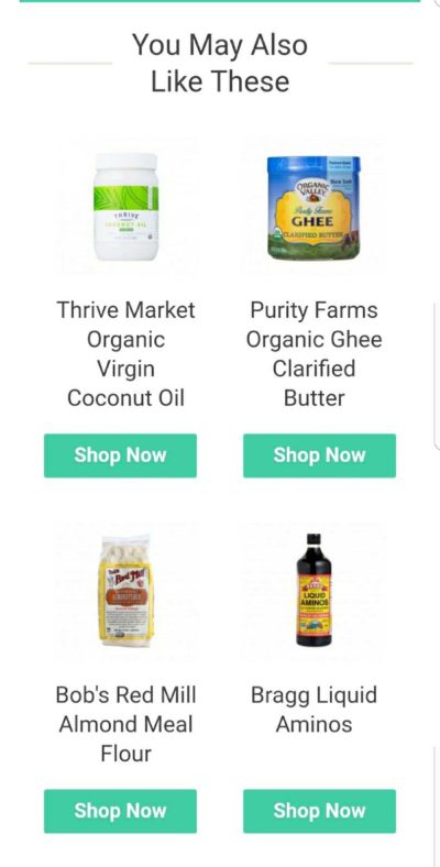 Thrive Market Product Recommendations for Cart Recovery Emails